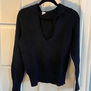 J.Crew Navy Hooded Sweater Cotton sz S